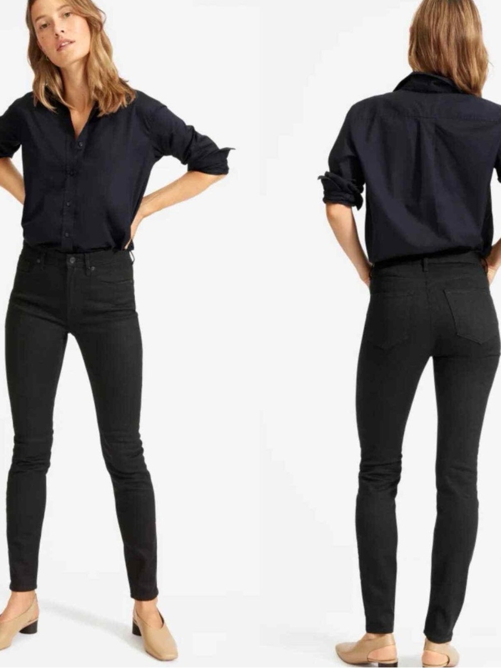Everlane Black Denim Skinny Jeans Mid Rise Casual Basic Grunge Regular Fit 27